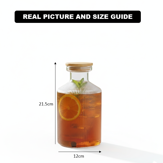 1.35 Liter Glass Carafe with Wooden Lid (2271) by Limon