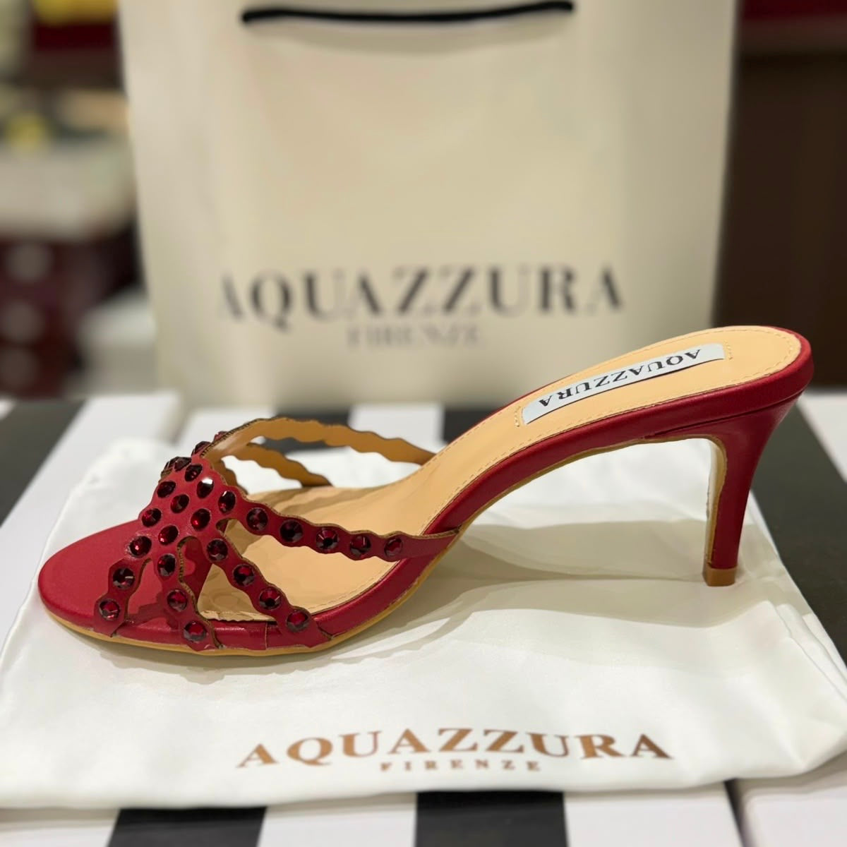 AQUAZZURA Tequila Mule 75 Heels - Box packaging