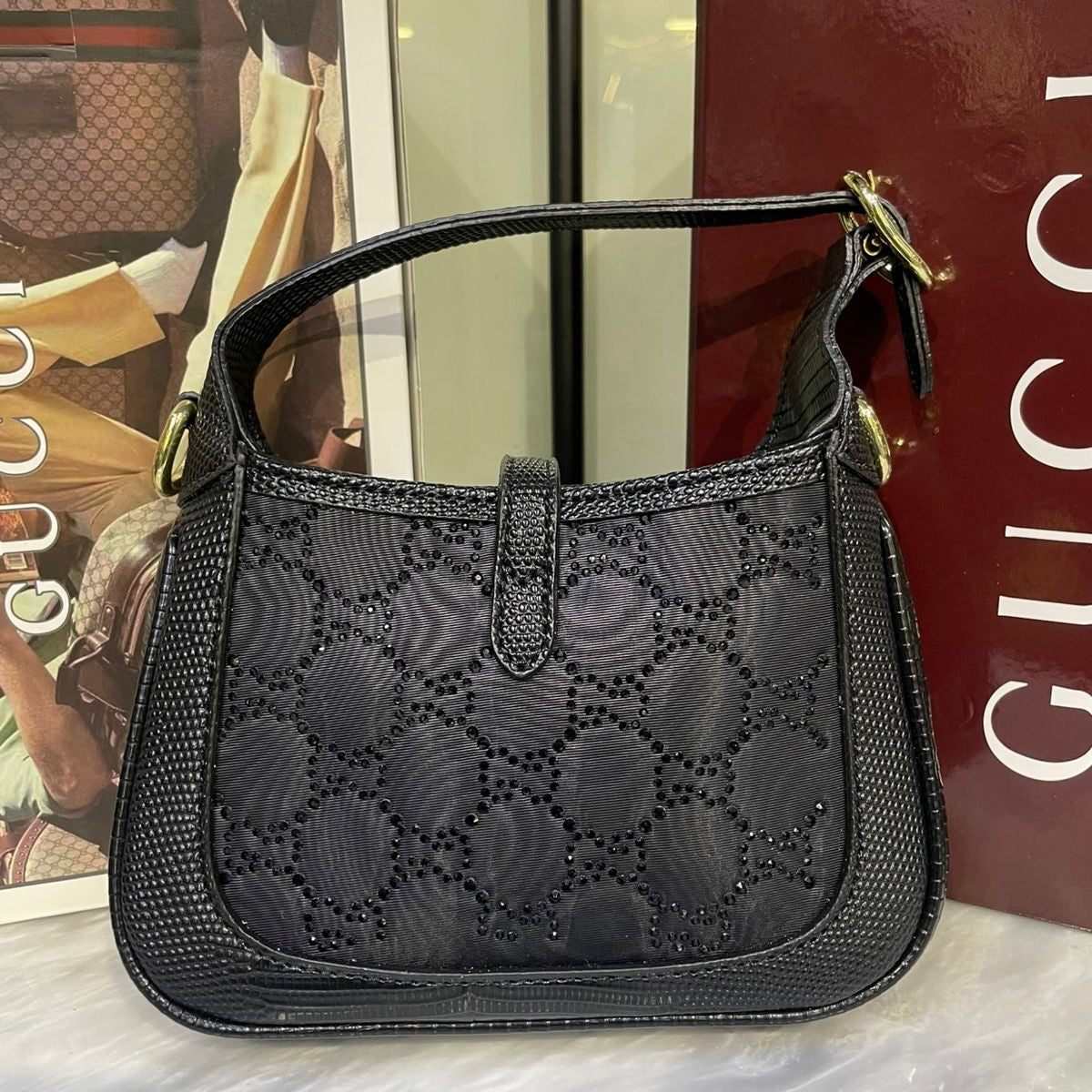 GUCCI Jackie 1961 Crystal GG Mini Shoulder Bag-Box Package