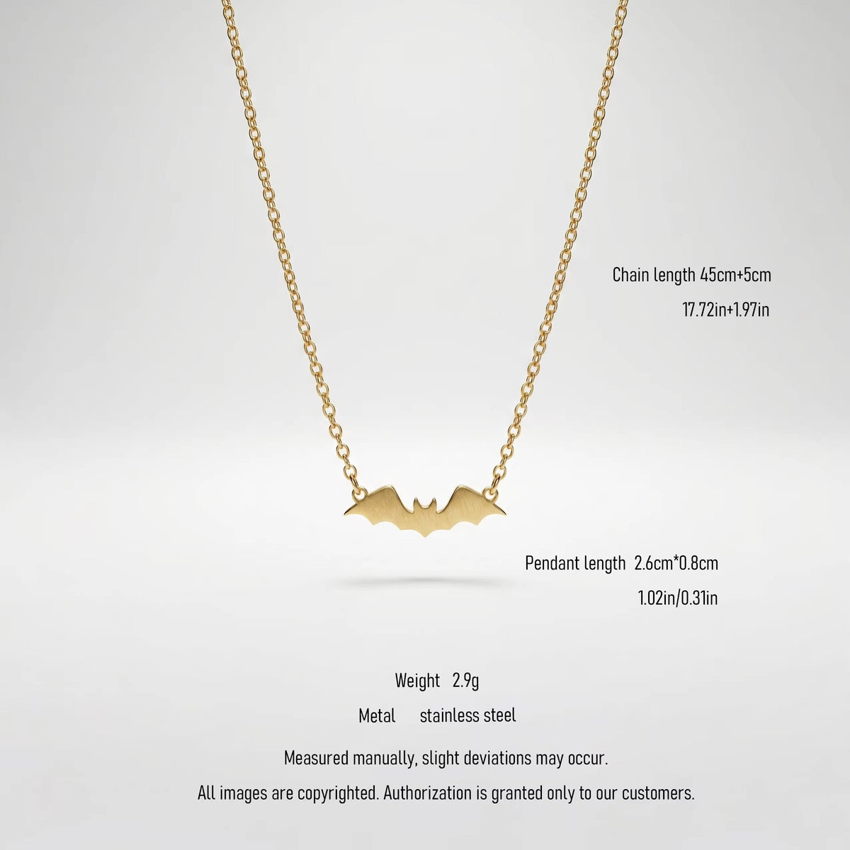 Gothic Gold Bat Pendant Necklace