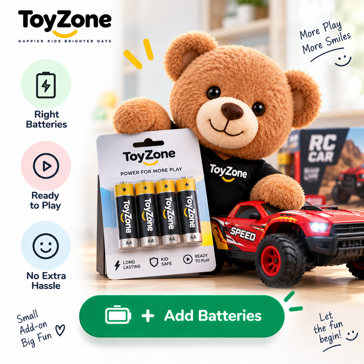 ToyZone Battery Pack โ 4 AA + 4 AAA Batteries
