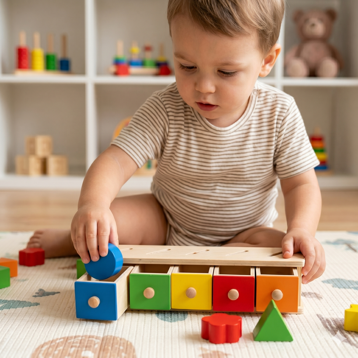 Premium Wooden Color & Shape Sorting Box – Early Educational Learning & Geometry Toy
