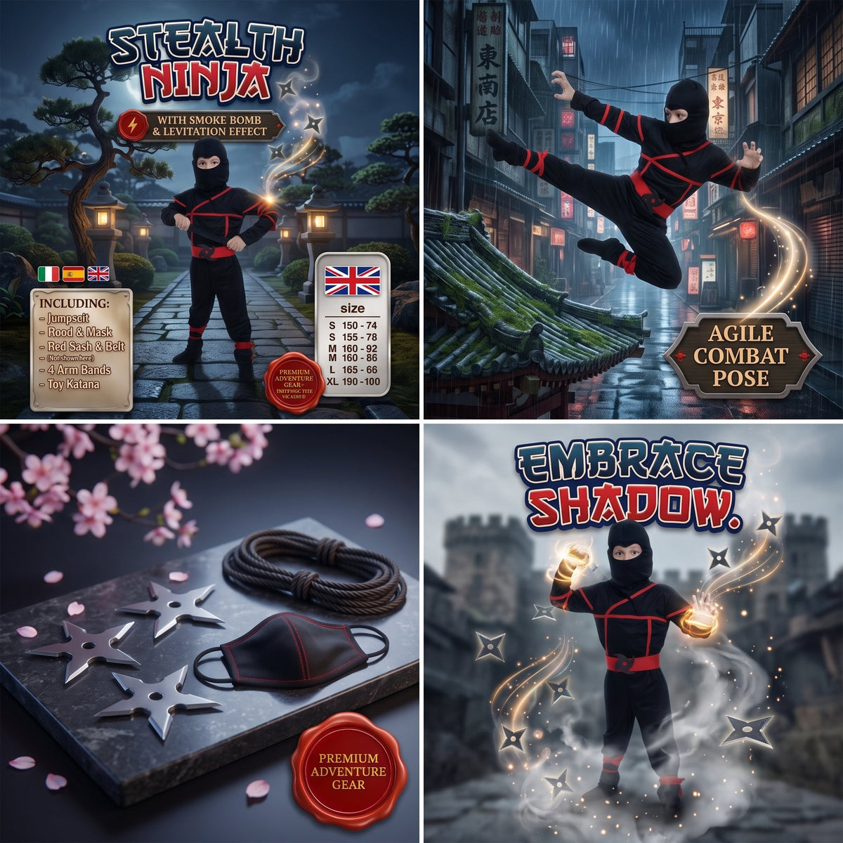 Kids Stealth Ninja Warrior Costume