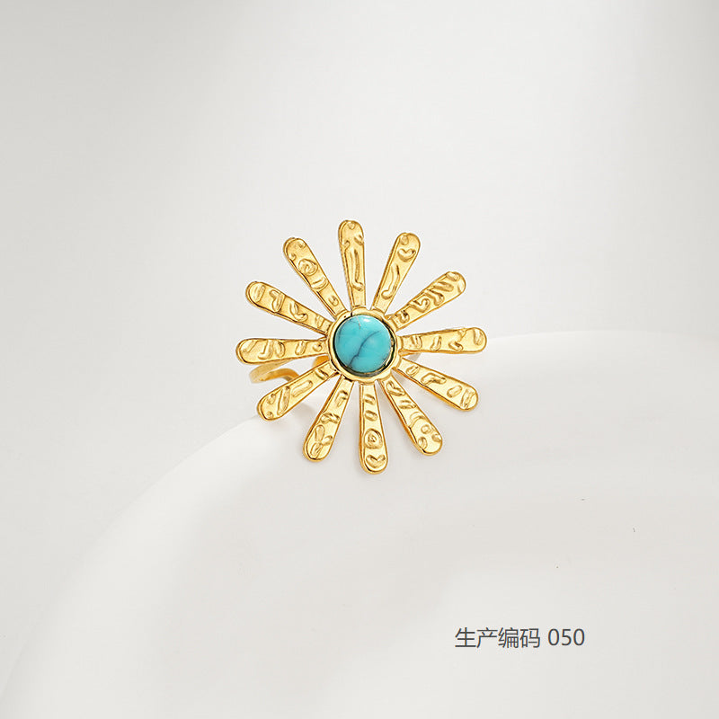 Sunburst Turquoise Adjustable Statement Ring
