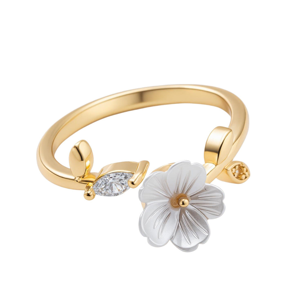 White Blossom Marquise Adjustable Bypass Ring
