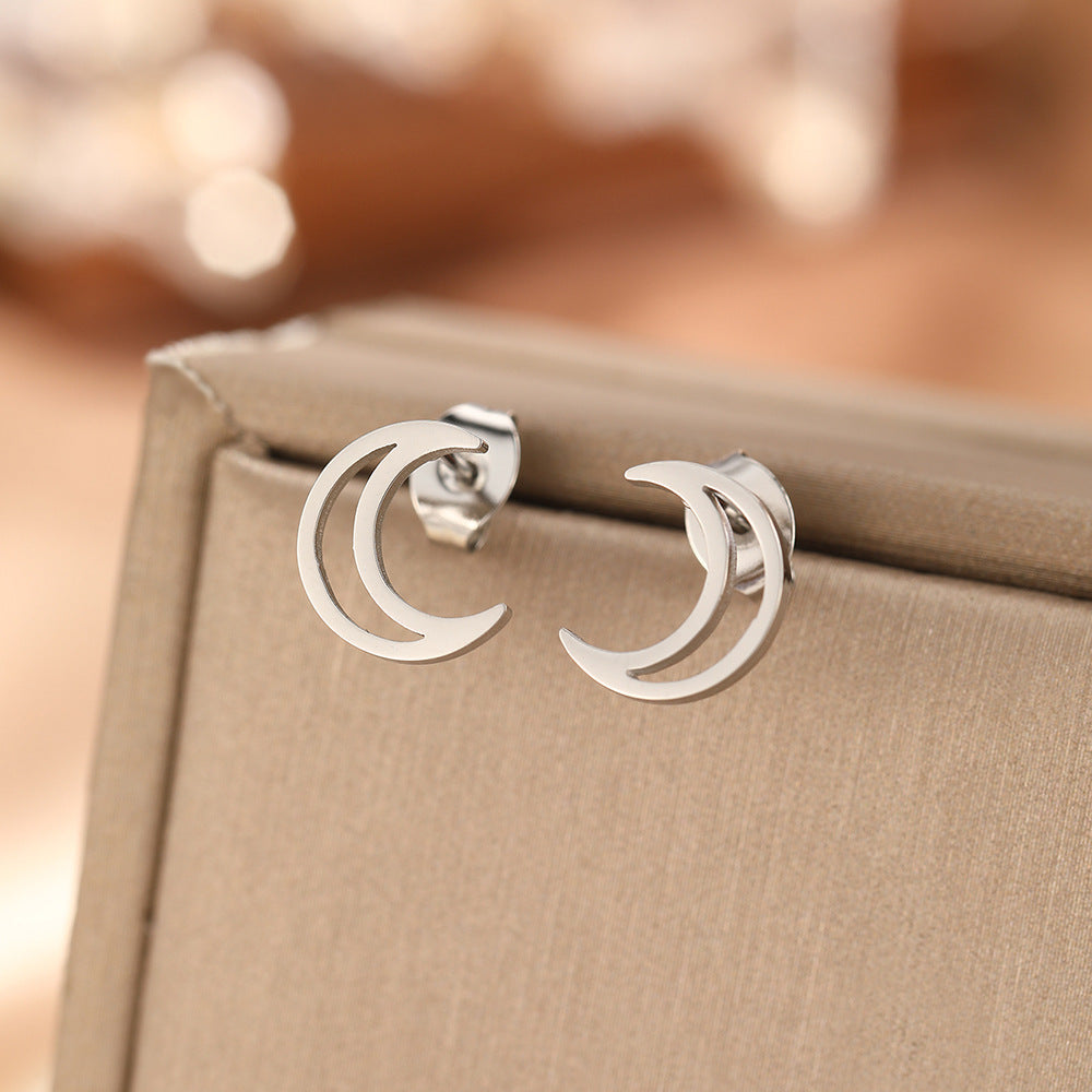 Hollow Moon Stud Earrings