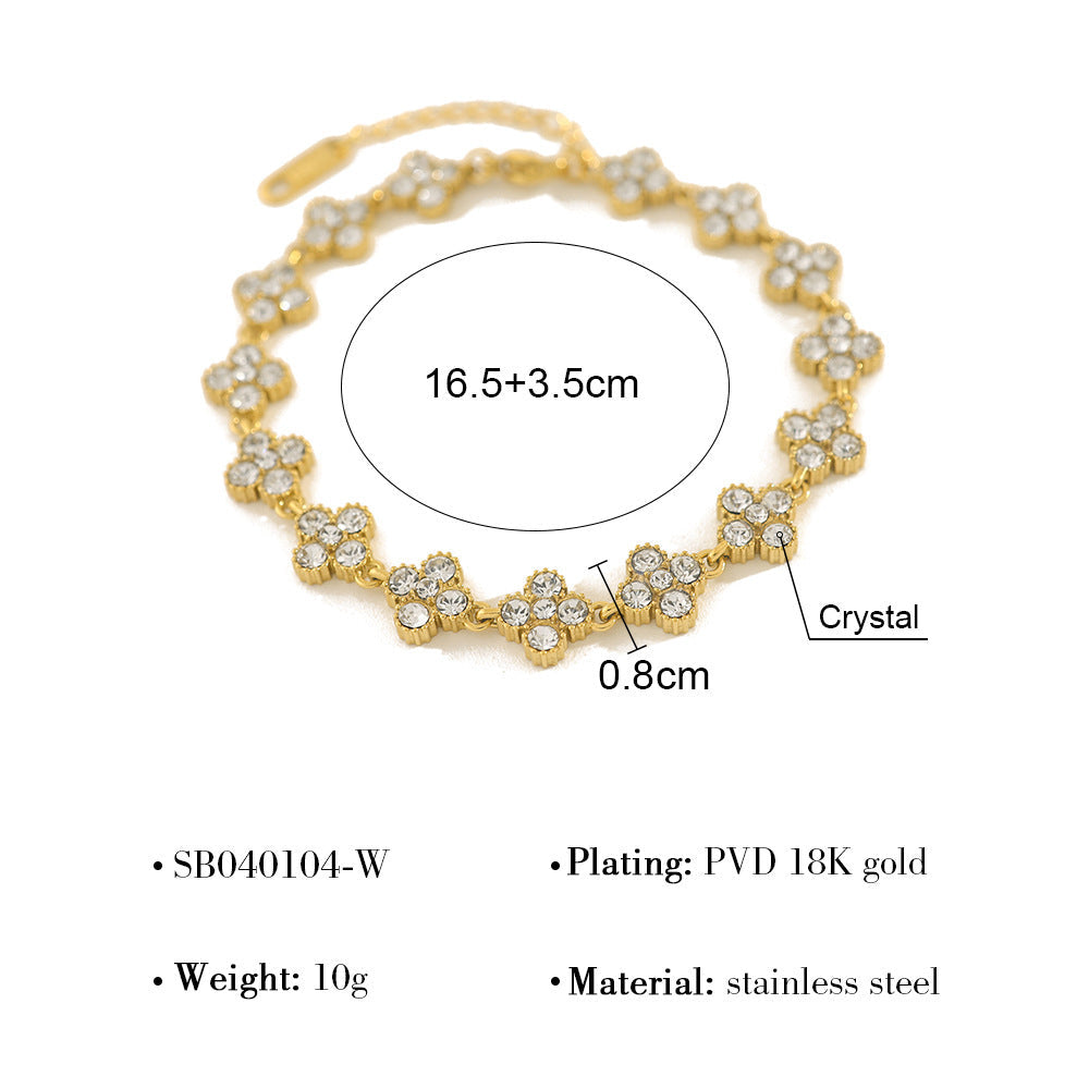 18K Gold Plated Crystal Flower Link Bracelet