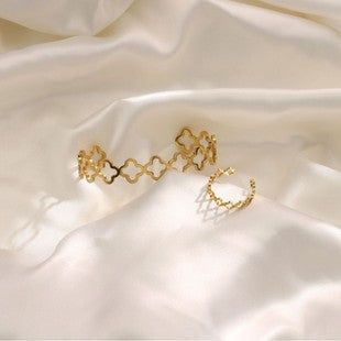 Gold-Tone Clover Adjustable Bangle