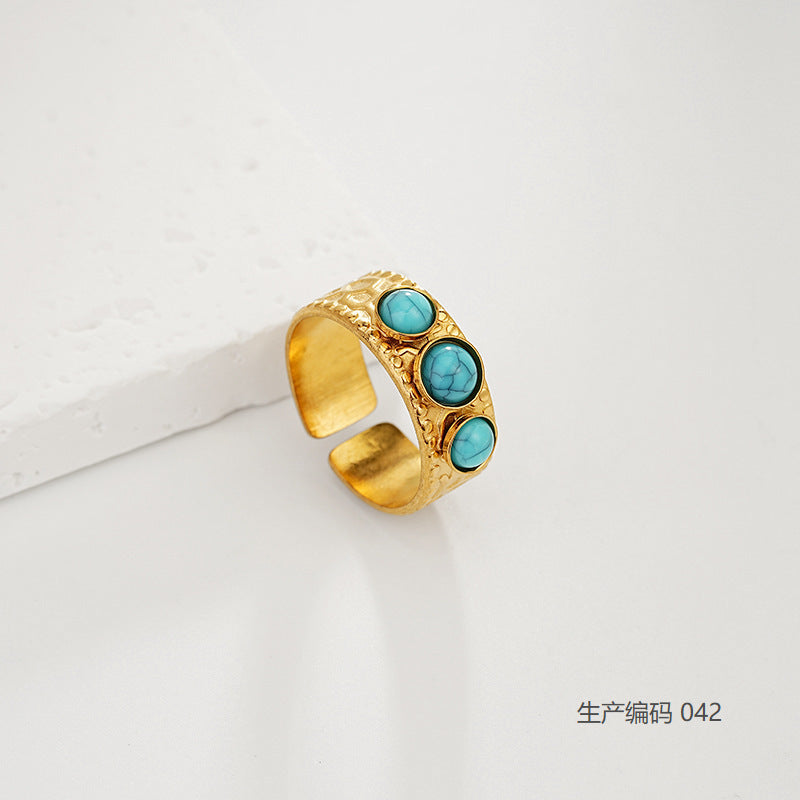 Bohemian Turquoise Textured Adjustable Ring