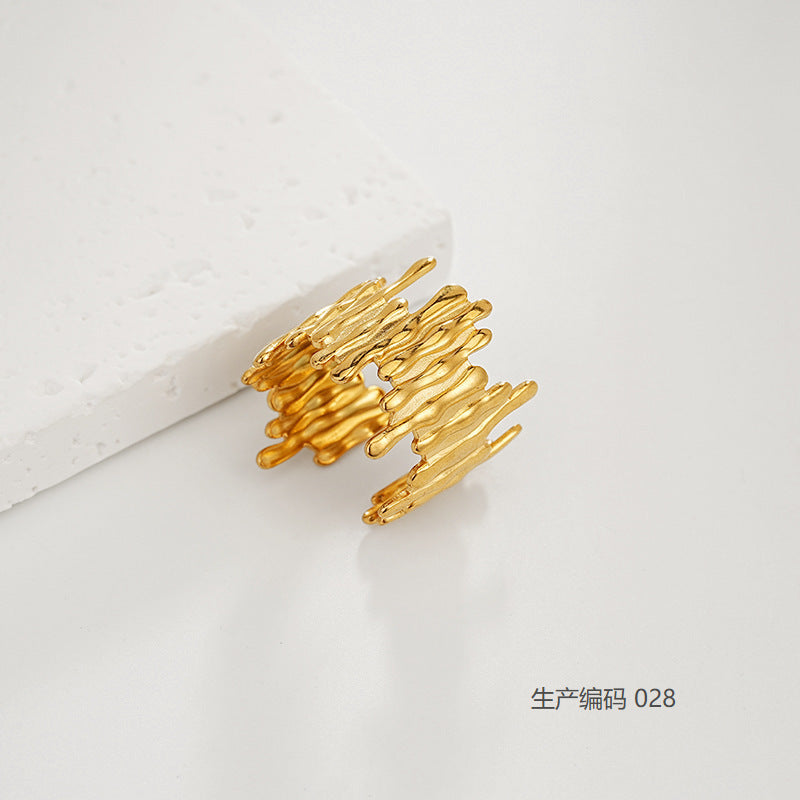 Liquid Gold Textured Adjustable Statement Ring