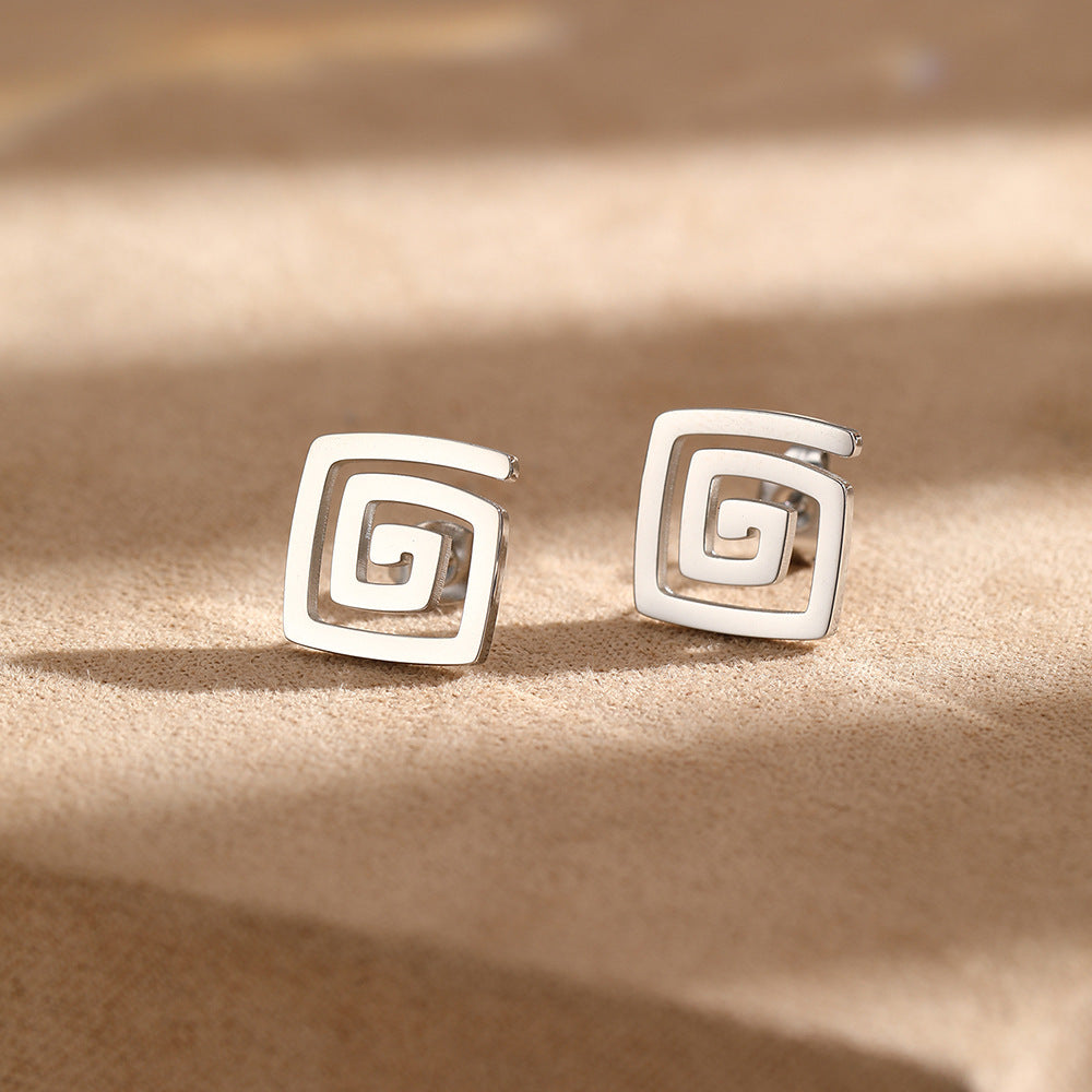Square Spiral Stud Earrings