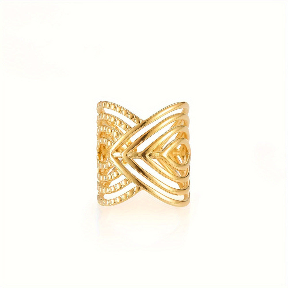 Bohemian Geometric Multi-Band Adjustable Ring