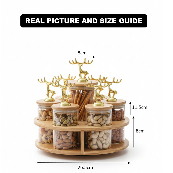 TintedGold 7-Pcs Rotating Storage Jars Station (1109)