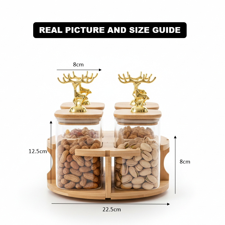 Royal Deer 4-Pcs Rotating Storage Jars Station (1107)
