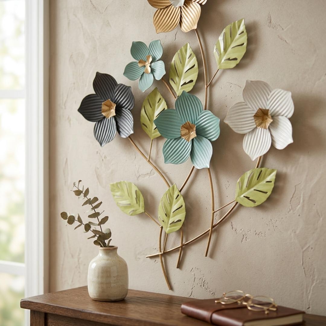 Modern Botanical Flower Metal Wall Decor