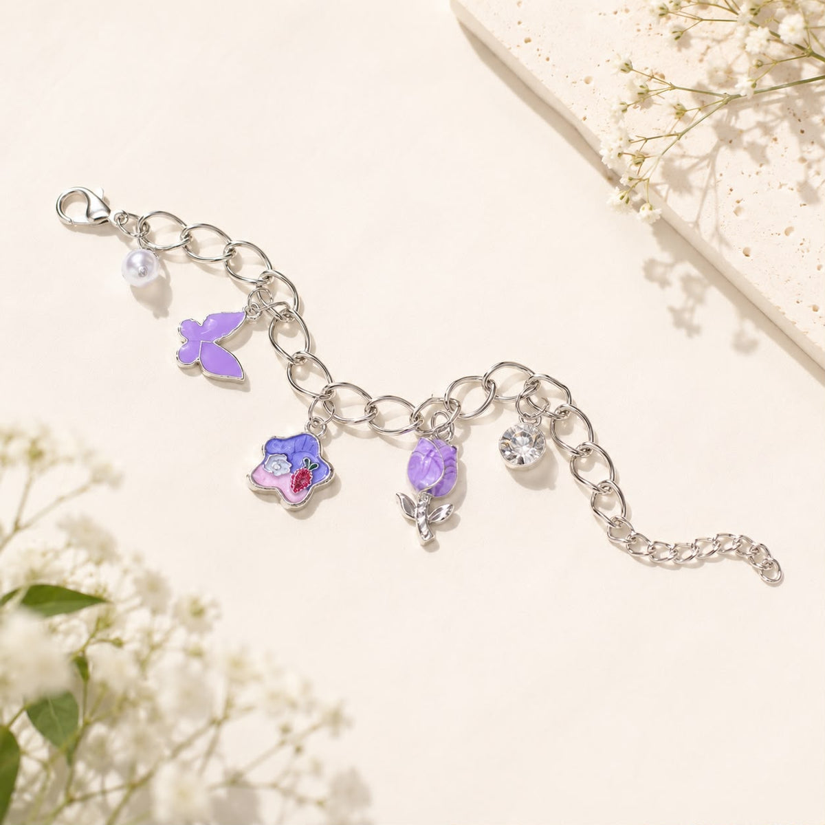 Stainless Steel Charm Bracelet-08 (Silver)