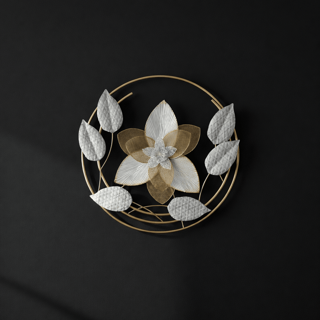 Elegant Floral Orbit Metal Wall Art