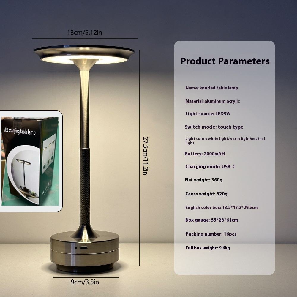 Luxury Rechargeable LED Touch Lamp - Premium Metal Body