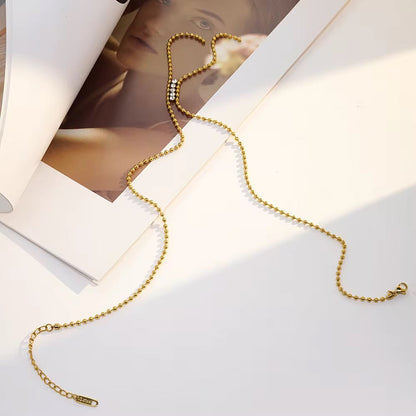 Minimalist Crystal Y-Lariat Ball Chain Necklace