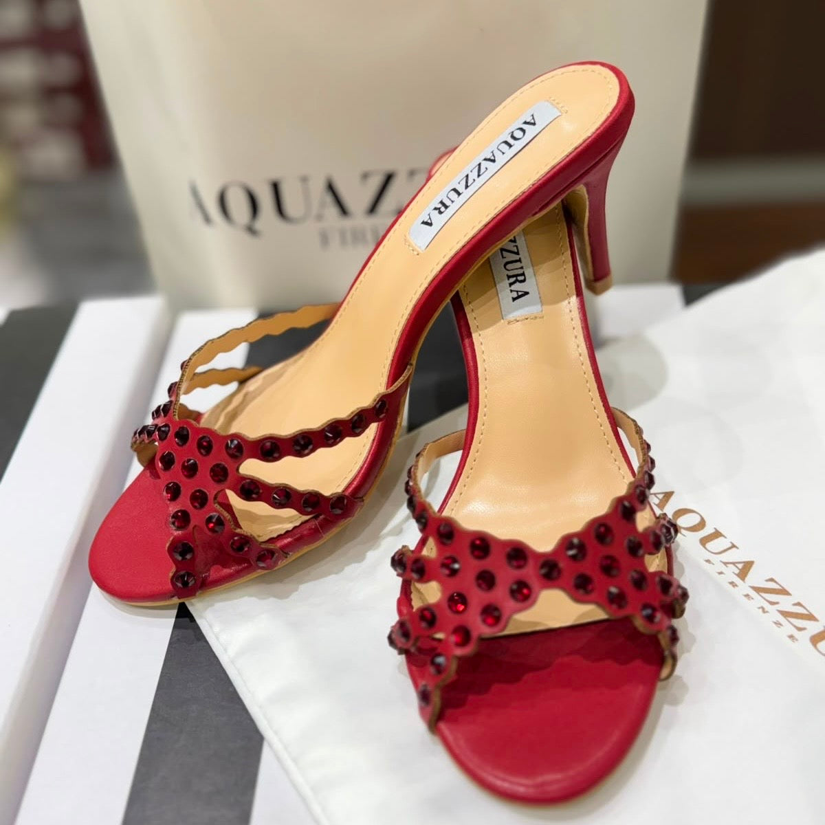 AQUAZZURA Tequila Mule 75 Heels - Box packaging