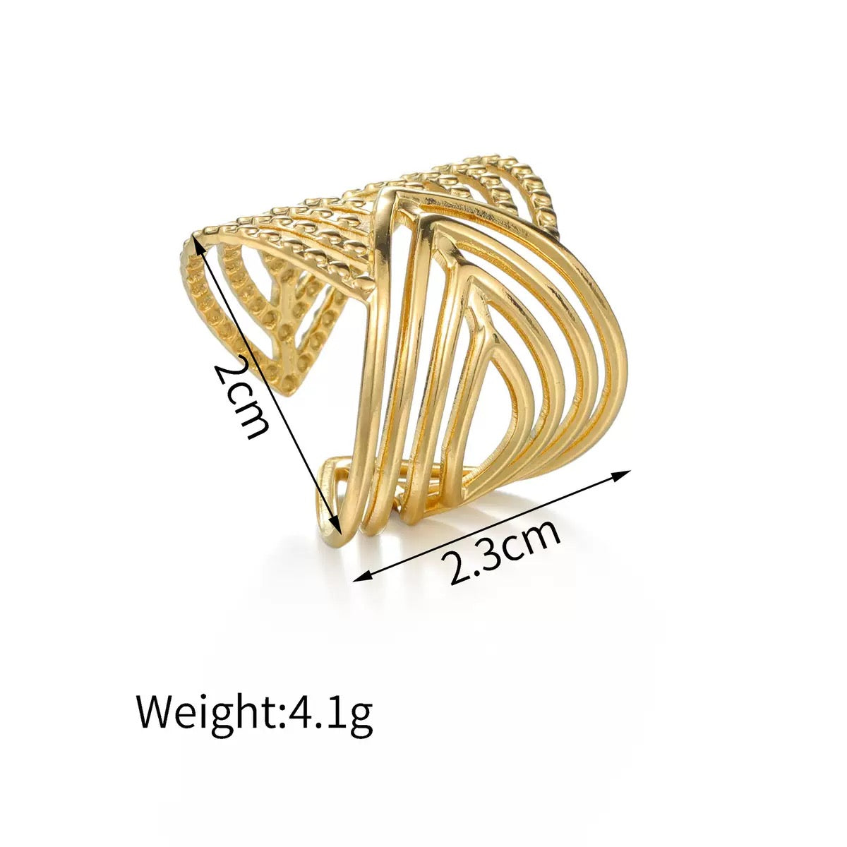 Bohemian Geometric Multi-Band Adjustable Ring