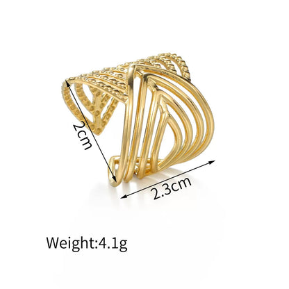 Bohemian Geometric Multi-Band Adjustable Ring