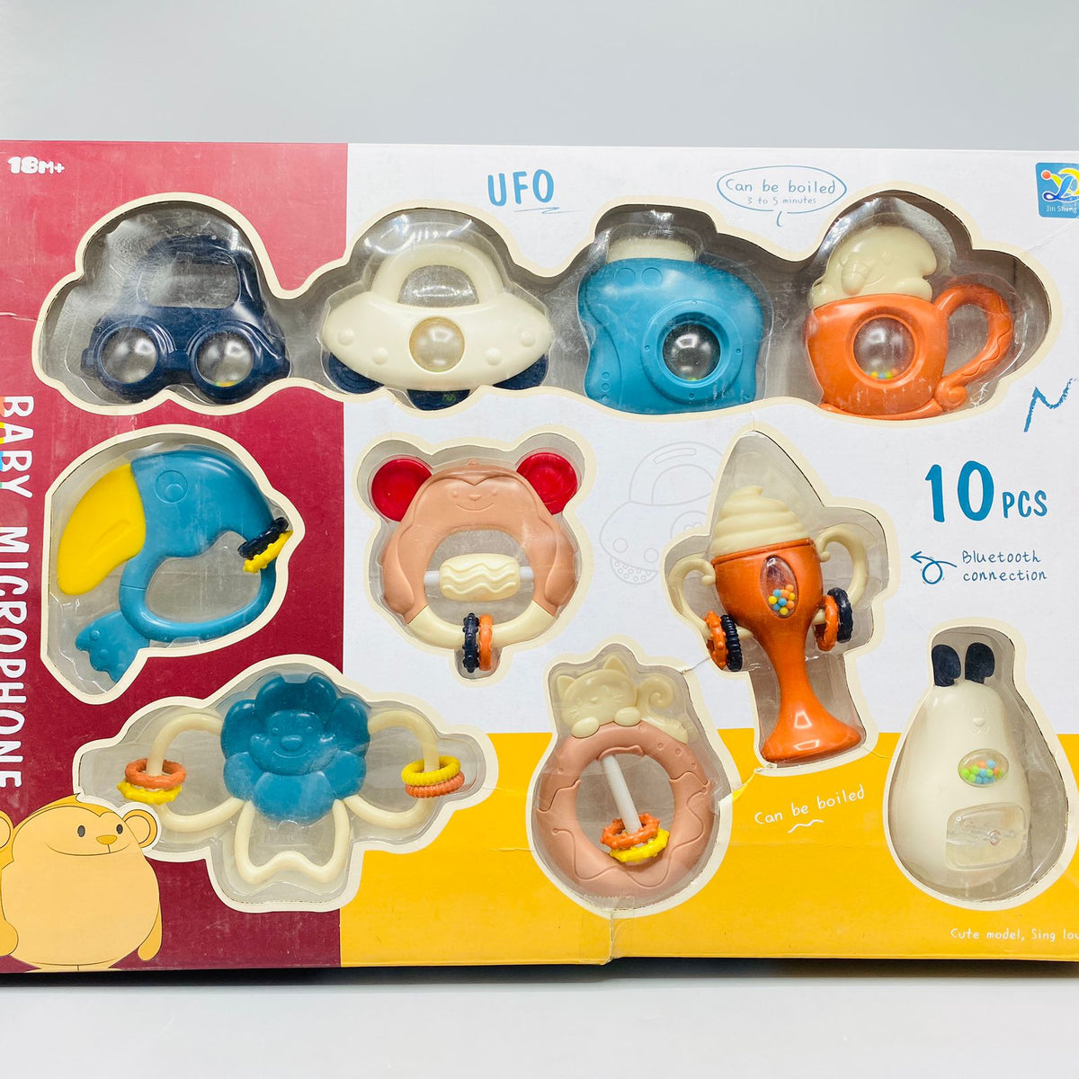 10 Pieces Animal And UFO Shape Rattle Box