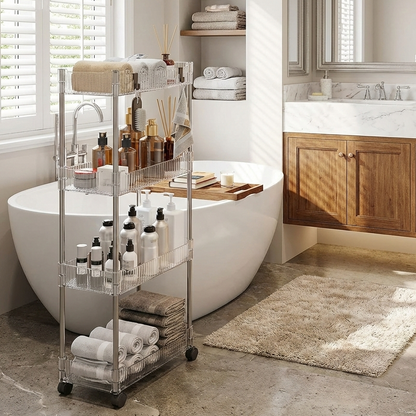 Ribbed & Slim 4-Tier Moveable Acrylic Trolley