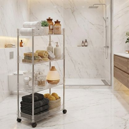 Ribbed & Slim 4-Tier Moveable Acrylic Trolley