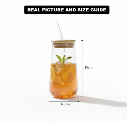 Teardrop Tinted Glass Tumbler with Straw
