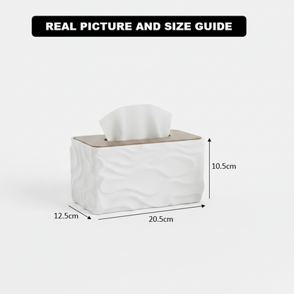 WaveLuxe Wooden-Top Tissue Box