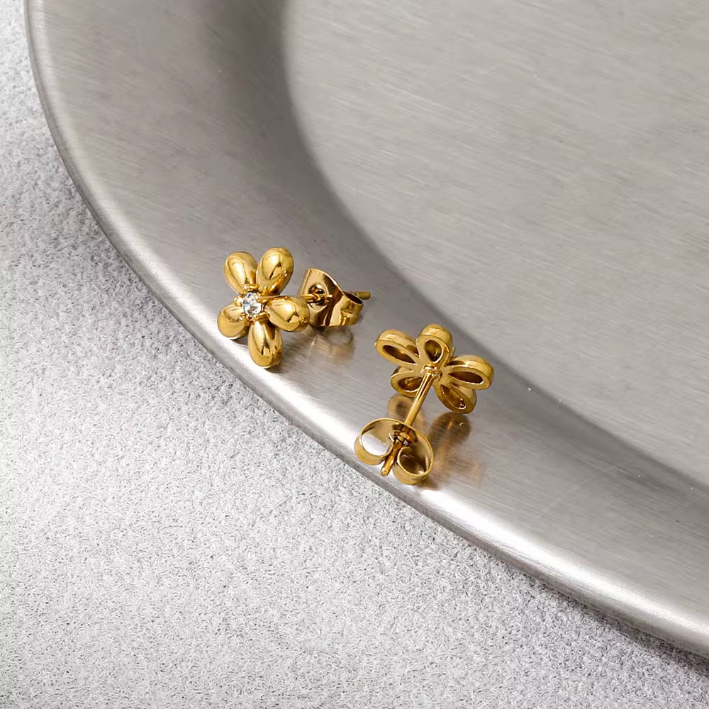Dainty Blossom Crystal Stud Earrings