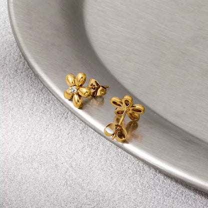 Dainty Blossom Crystal Stud Earrings