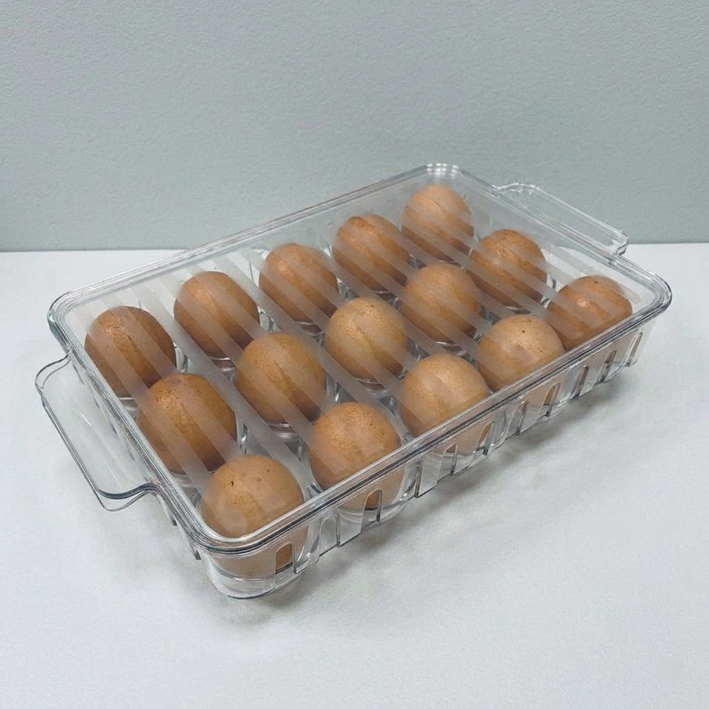 SmartNest Transparent 15-Grid Egg Tray with Lid