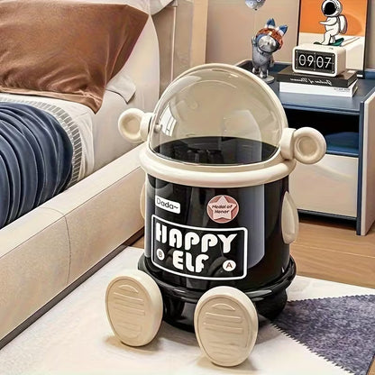 Creative Cartoon Space Astronaut Trash Can with Lid