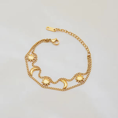 Celestial Sun & Moon Layered Bracelet