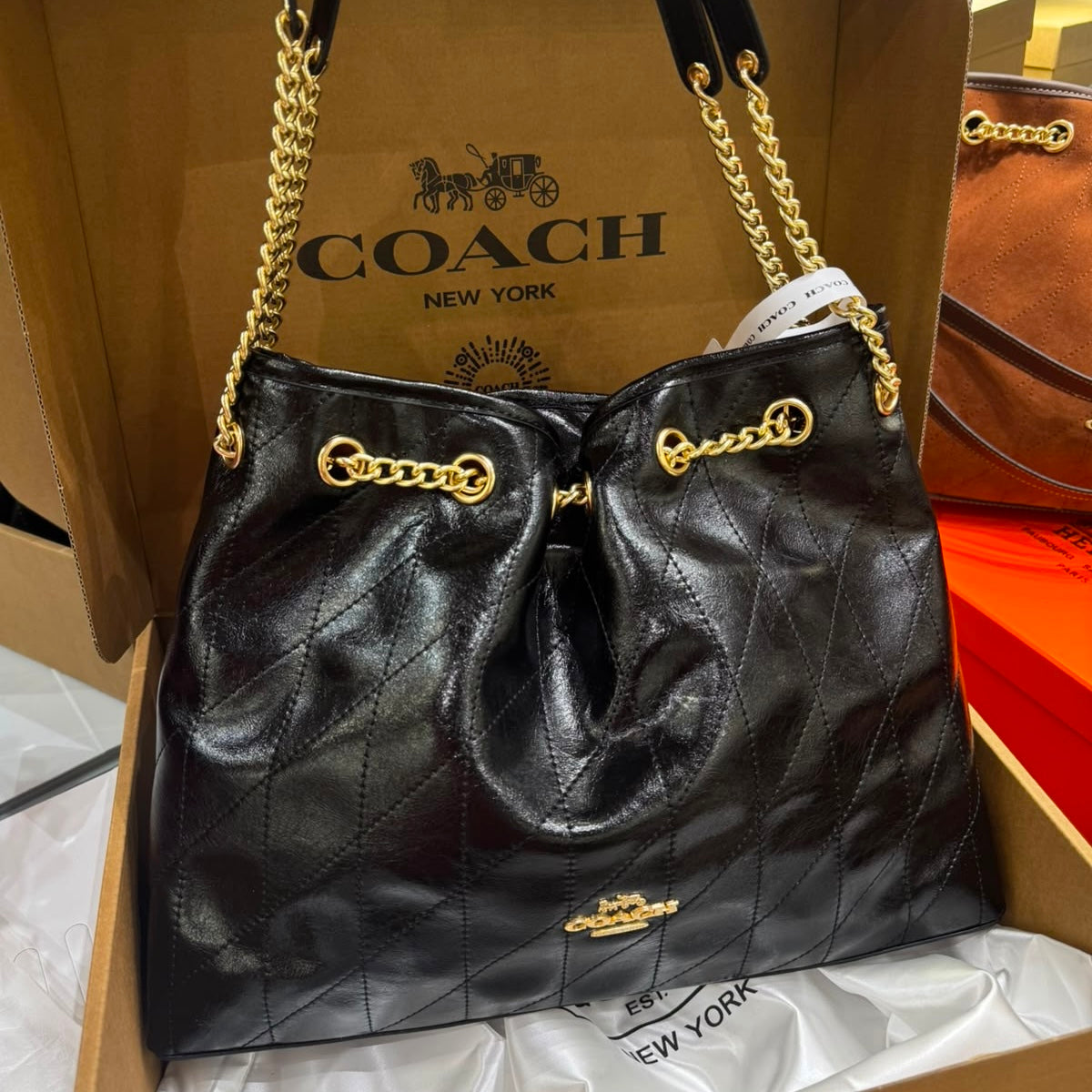 COACH Evelyn Large Shoulder Bag-Box Packaging