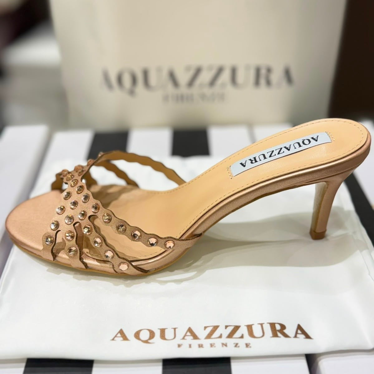 AQUAZZURA Tequila Mule 75 Heels - Box packaging