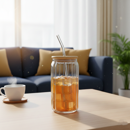 CrystalRidge Glass Tumbler with Straw