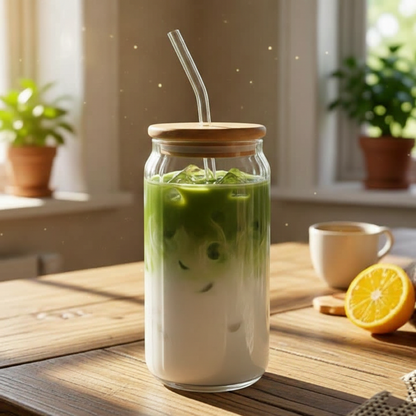 CrystalRidge Glass Tumbler with Straw