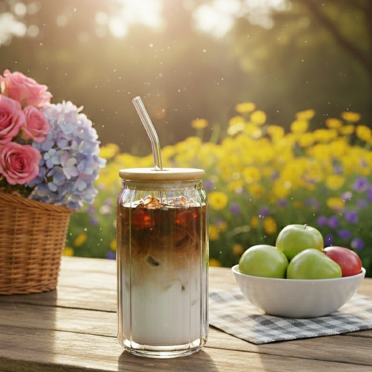 CrystalRidge Glass Tumbler with Straw