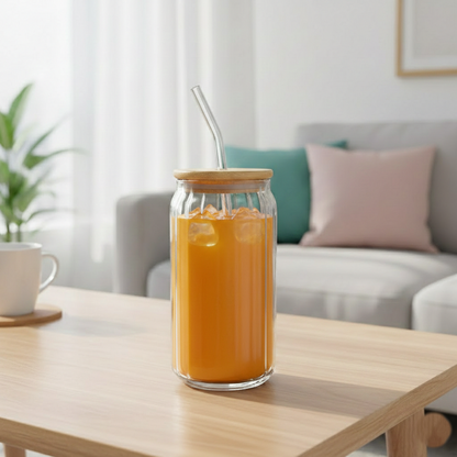 CrystalRidge Glass Tumbler with Straw