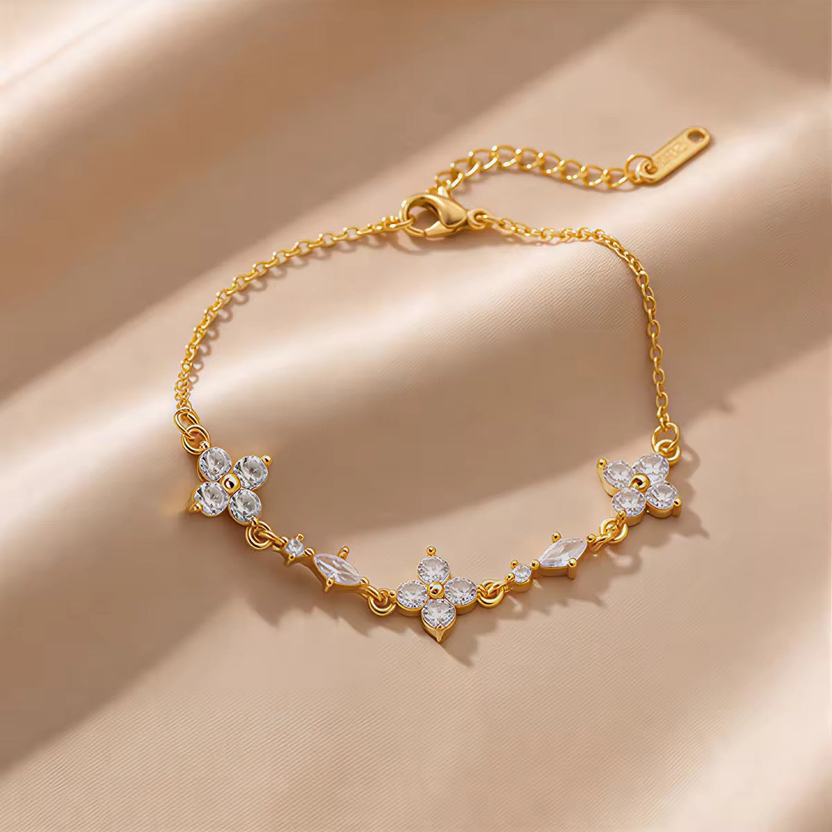 Luxe Blossom Crystal Link Bracelet