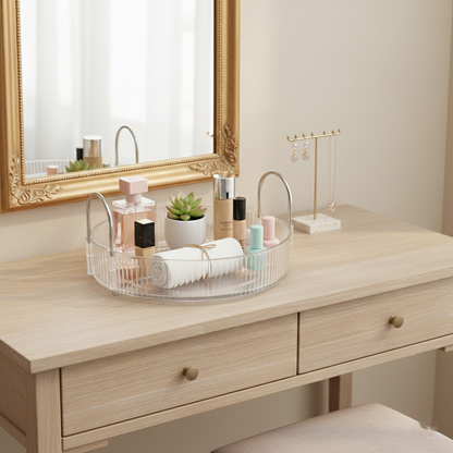 Rotating Organizer with Sleek Silver Handles