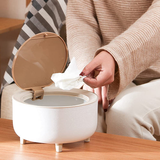 Mini Desktop Trash Can with Push Lid