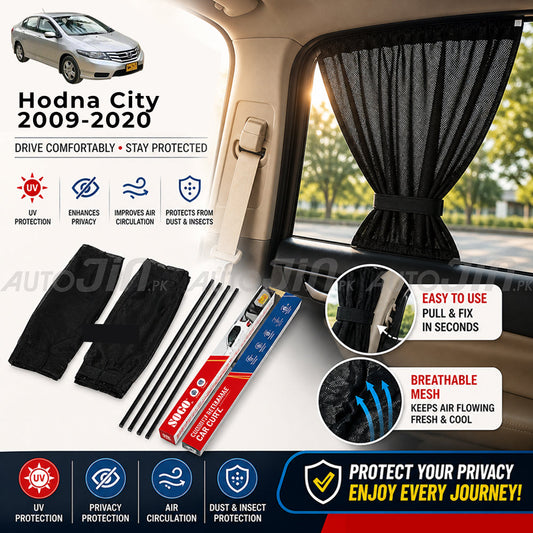 Sogo Honda City 2009-2020 Custom Fit Retractable Curtains Sliders Railing