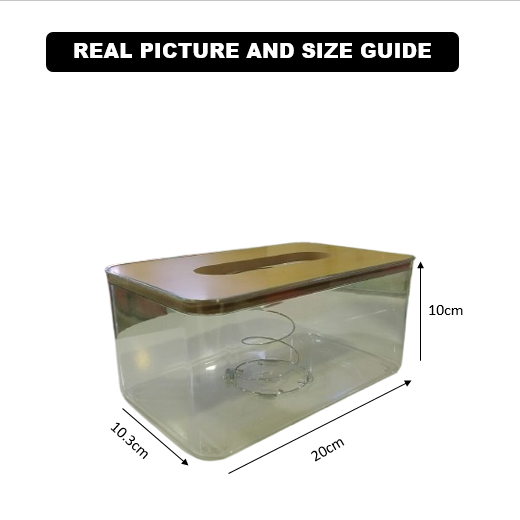 Crystal Clear Tissue Box with Wooden Lid