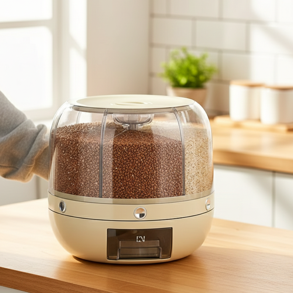 6-Grid Rotating 8.5KG Grains Container