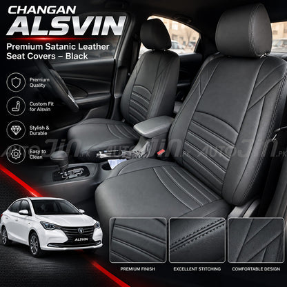 Changan Alsvin 2021-2026 Premium Satanic Leather Seat Covers – Black