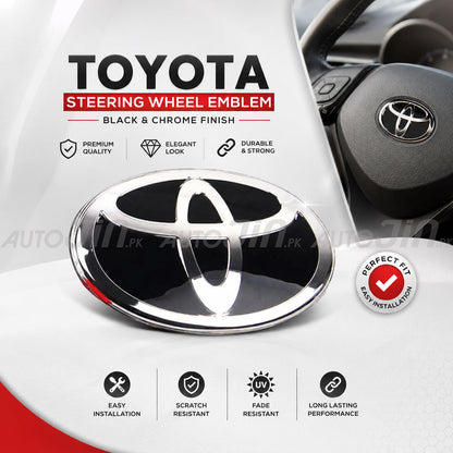 Toyota Steering Wheels Logo Emblem Black & Chrome